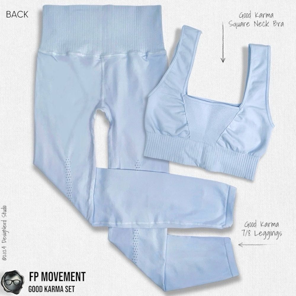 FP MOVEMENT GOOD KARMA SET: SQUARE NECK BRA + 7/8 HIGH-RISE LEGGINGS LIGHT BLUE - Picture 4 of 16